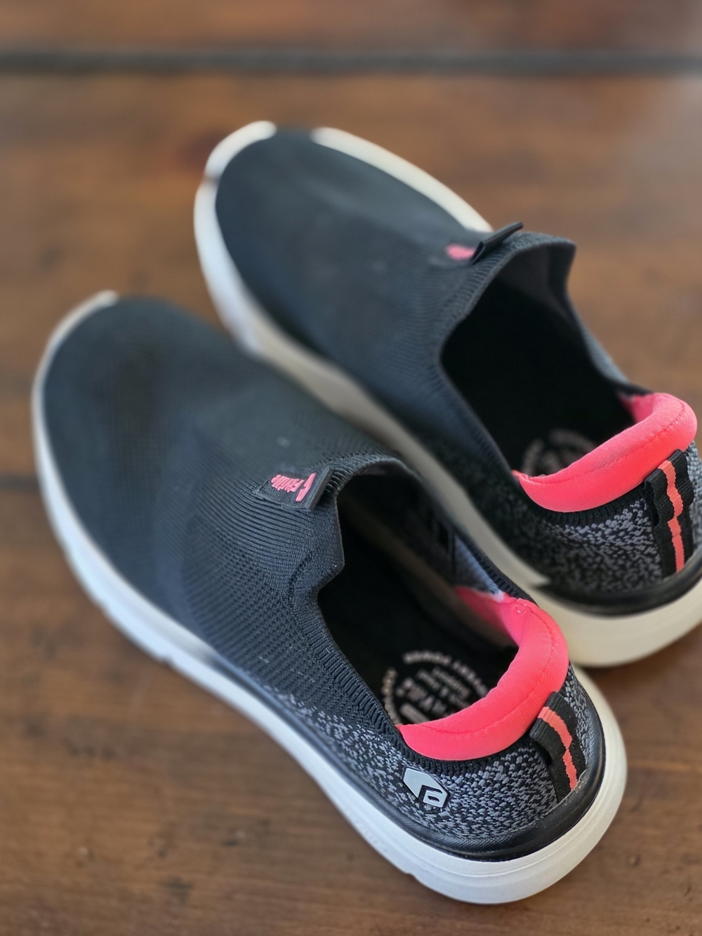 Kids Slip-On Athletic Shoes - Black with Hot Pink Accent